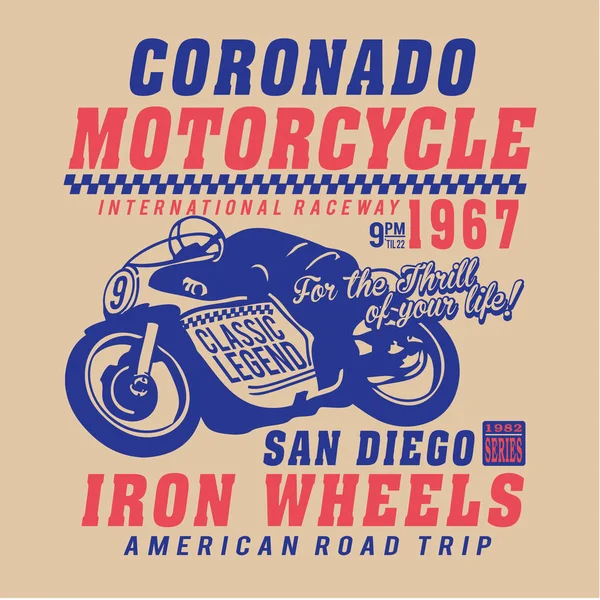Motorcykel Raceway Typografi Shirt Grafik — Stock vektor