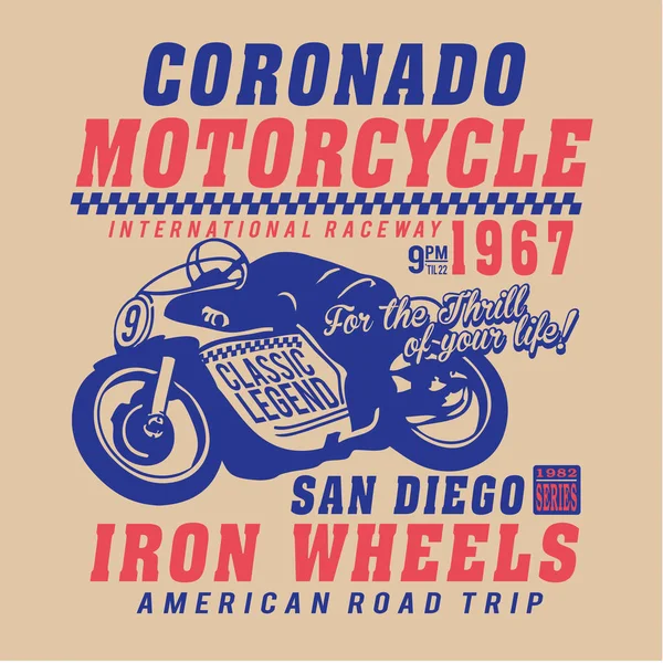 Motorrad Rennbahn Typografie Shirt Grafik — Stockvektor