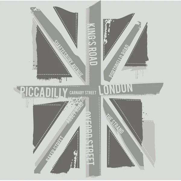 Drapeau Londres Noir Blanc Shirt Graphique — Image vectorielle