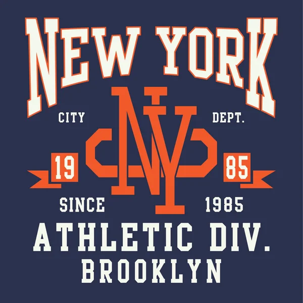 New York Idrottsliga Typografi Shirt Grafik — Stock vektor