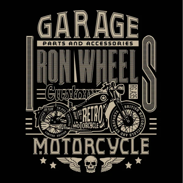 Motorradgaragen Typografie Shirt Grafik — Stockvektor