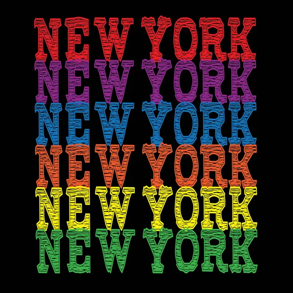 Tipografía Color Nueva York Gráfico Camiseta — Vector de stock