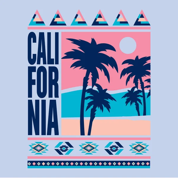 California Beach Tipografi Shirt Grafiği — Stok Vektör