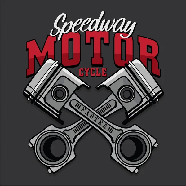 Motorcycle piston typography — Stock Vector