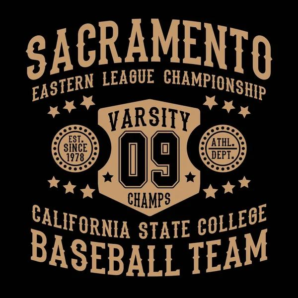 Baseball Sacramento typographie — Image vectorielle