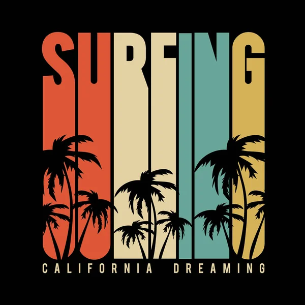 Tipografía Surf California Gráfico Camiseta — Vector de stock