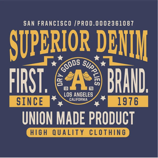 Denim San Francisco Tipografía Camiseta Gráfica — Vector de stock