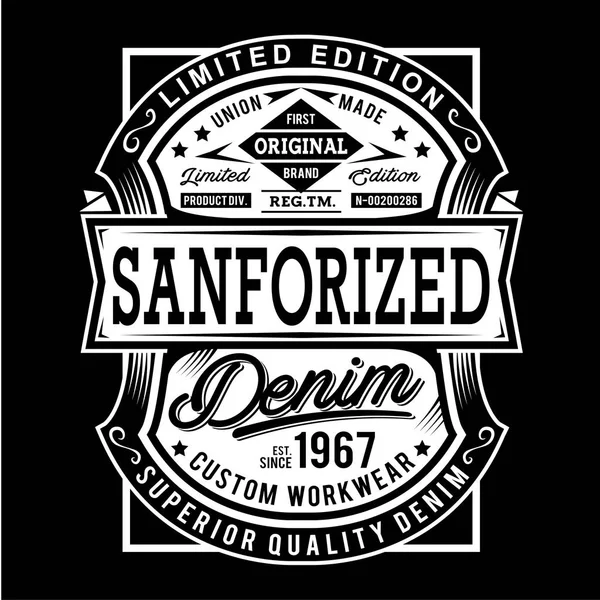 Vintage denim ham tipografi, t-shirt grafiği