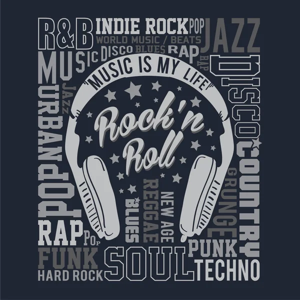 Musikrock-Typografie — Stockvektor