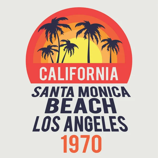 Tipografía Playa California Santa Gráfico Camiseta — Vector de stock