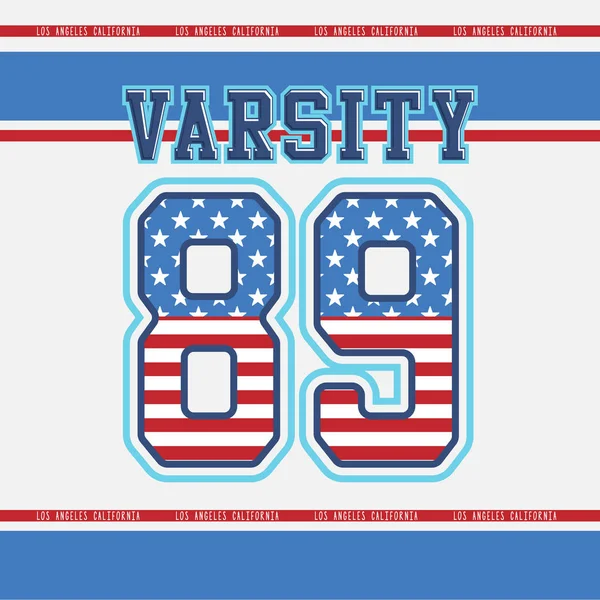 Estilo Varsity Design Gráfico Com Fundo Bandeira Americana — Vetor de Stock