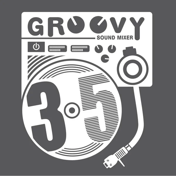 Müzik Groove Tipografi Shirt Grafik Vektör Çizim — Stok Vektör