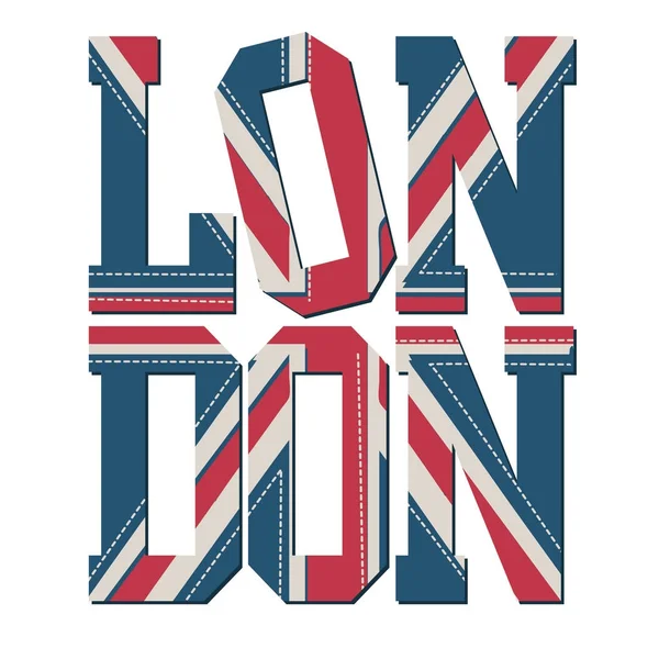 Denim London Drapeau Typographie Shirt Graphique — Image vectorielle