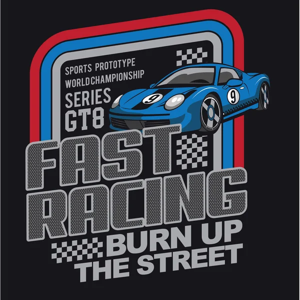 Racing Bil Typografi Shirt Grafik — Stock vektor