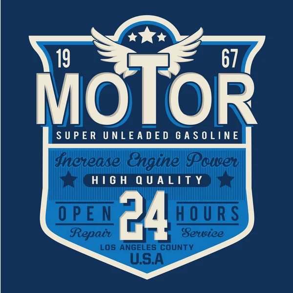 Tipografia Gasolina Motocicleta Gráfico Shirt —  Vetores de Stock