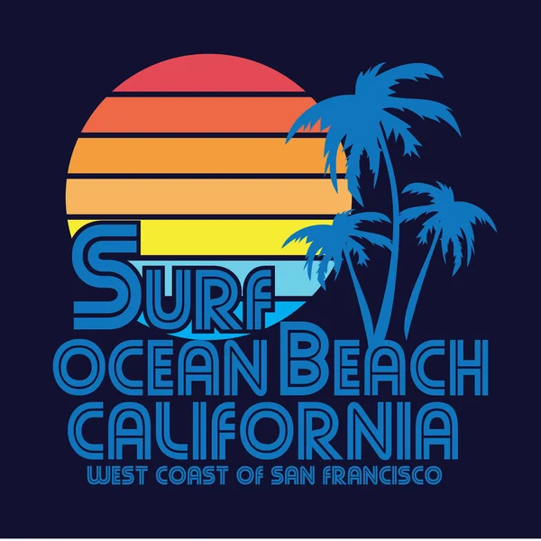 Surfetypografi i California – stockvektor