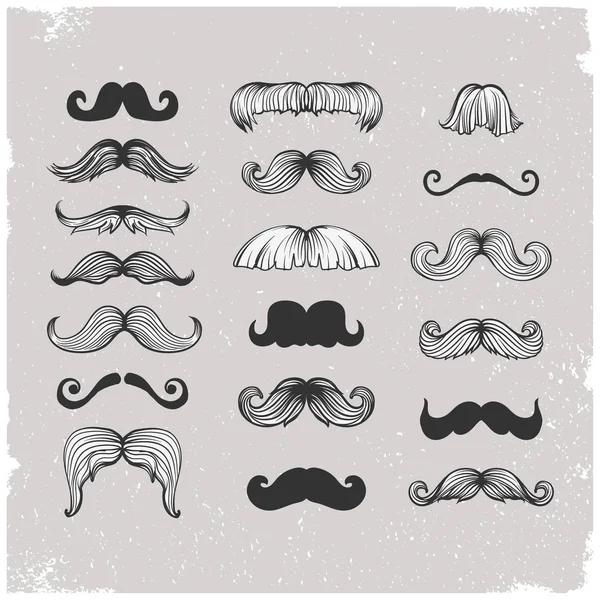 Big Set Mustaches Collection Men Mustaches Vector Illustration — Stock Vector