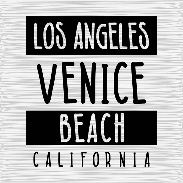 Los Angeles Venice Beach Tipográfia Póló Grafika — Stock Vector