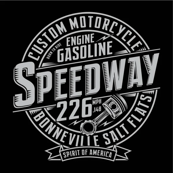 Motocykl Benzyny Typografii Shirt Grafiki — Wektor stockowy
