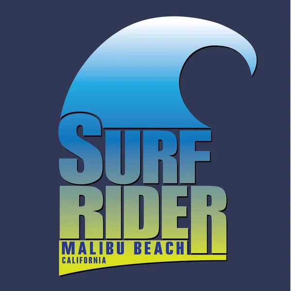 Surf Rider Typografie Shirt Afbeelding — Stockvector