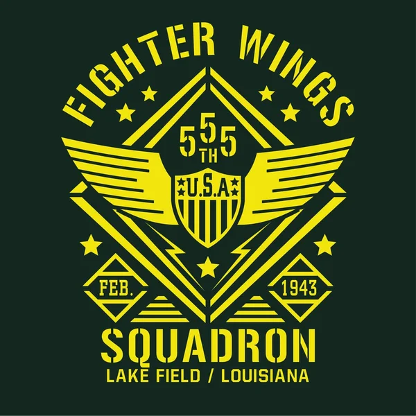 Fighter Squadron Airforce Typography Shirt Graphic — Stock Vector