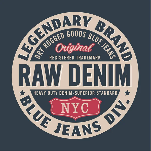 Vintage Denim Nyc Typografii Shirt Grafiki — Wektor stockowy