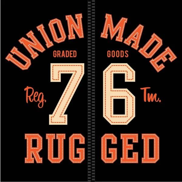 Unión Hizo Tipografía Robusta Gráfico Camiseta — Vector de stock