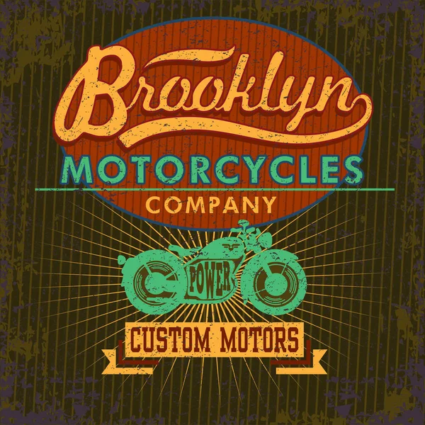 Retro t-shirt tasarım yeşil motosiklet grafik ile yazdırın. VINTAGE poster tasarımı.