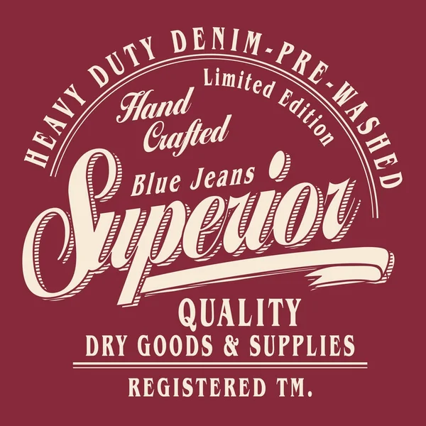 Jeans Typografie Shirt Grafik — Stockvektor