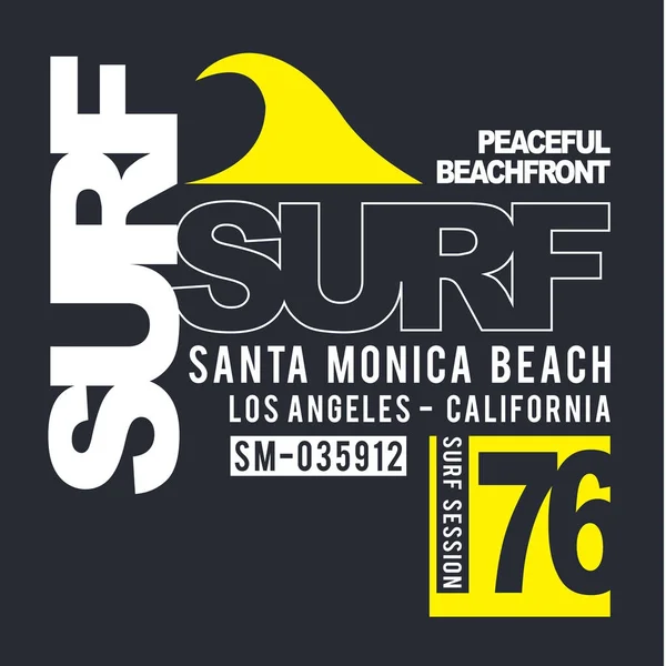 Tipografía Deportiva Surf Gráfico Camiseta — Vector de stock