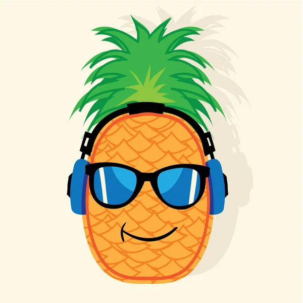 Ananas lunettes de soleil illustration musicale — Image vectorielle