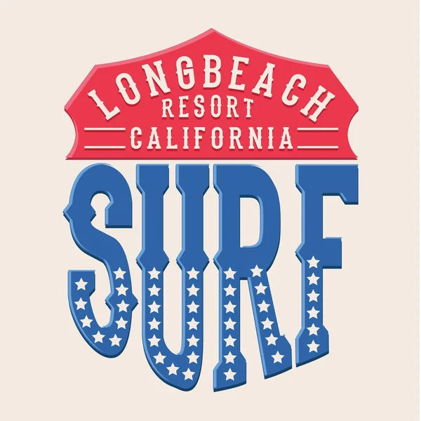 California Surf Typografii Shirt Grafiki — Wektor stockowy