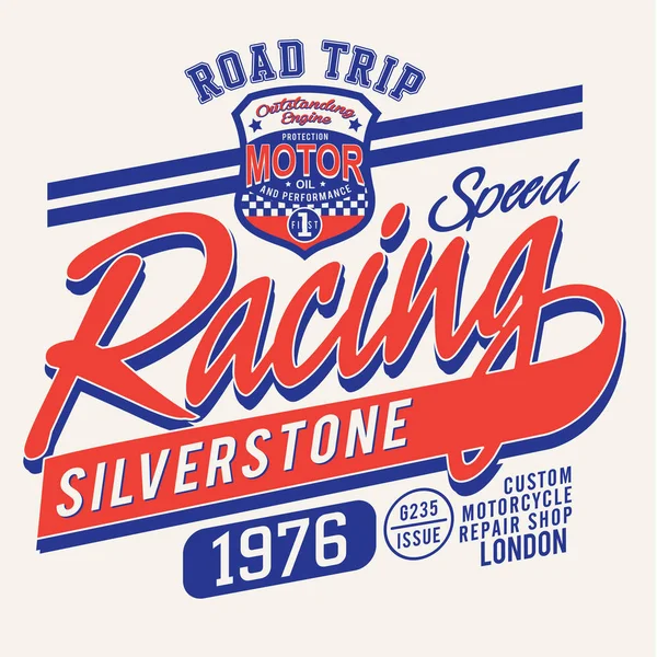 Londen Racing Sport Typografie Shirt Afbeelding — Stockvector