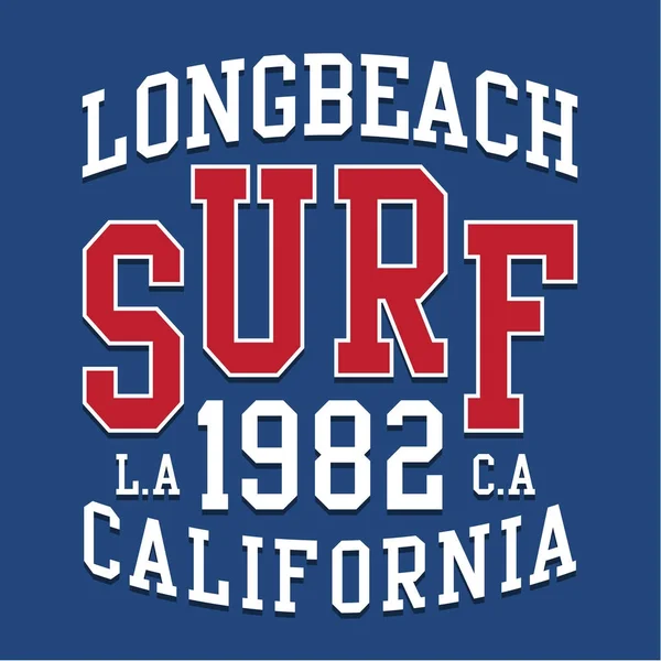 Surf Sport Typografie Tee Shirt Afbeelding — Stockvector