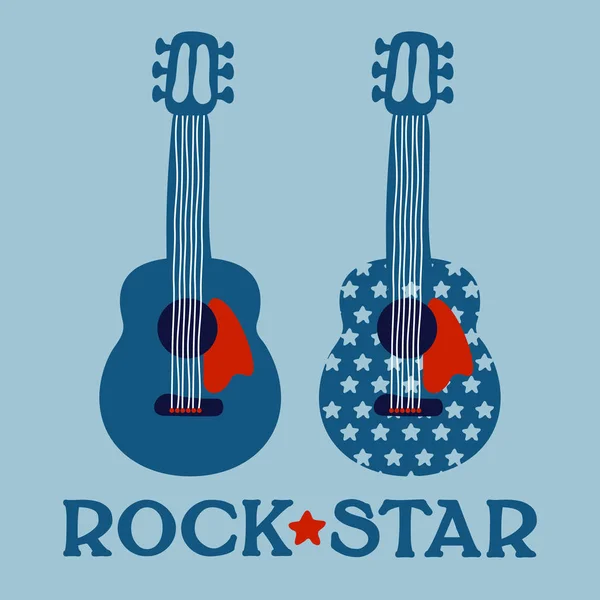 Dos Guitarras Clásicas Ilustración — Vector de stock