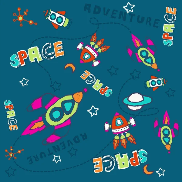 Seamless Pattern Space Rocket Launch Concept Designers Releases Etc Vector — Stock Vector