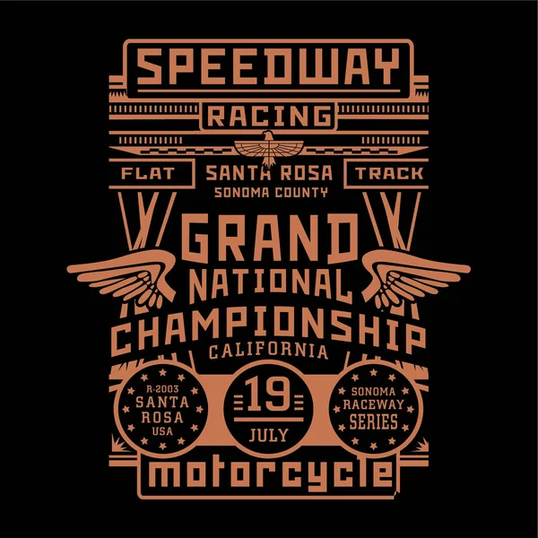 Motocykl Wyścigowy Typografii Shirt Grafiki — Wektor stockowy