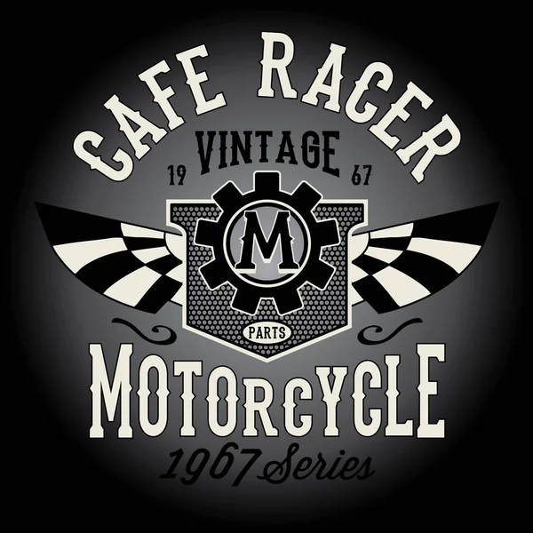 老式摩托车咖啡馆赛车排版 — 图库矢量图片