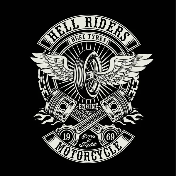 Vintage Motocykl Typografii Shirt Grafiki — Wektor stockowy