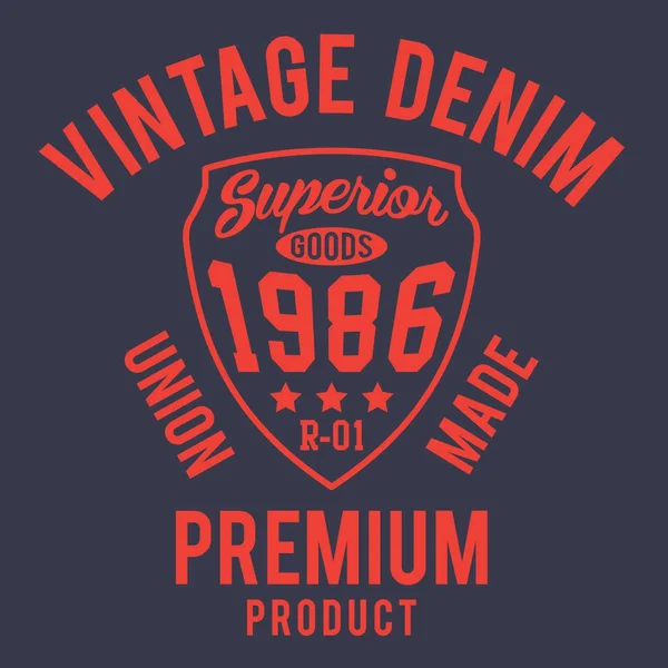 Vintage denim typography — Stock Vector