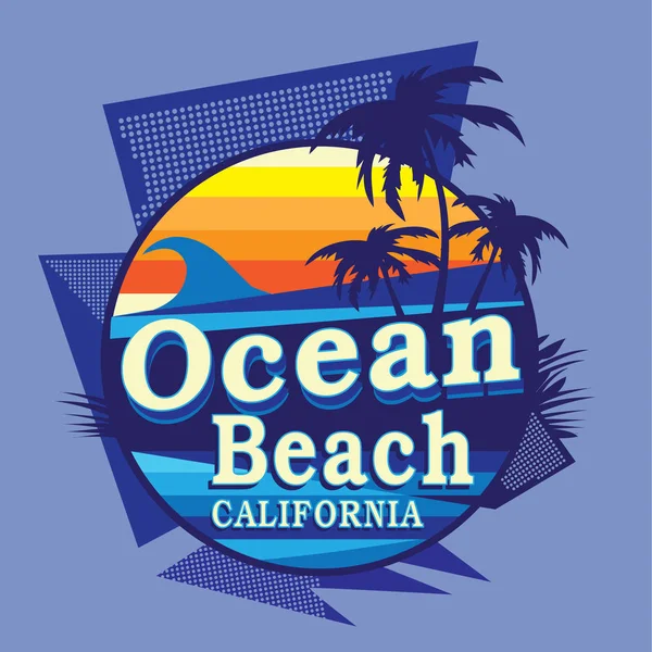 カリフォルニアのビーチのタイポグラフィ — ストックベクタ