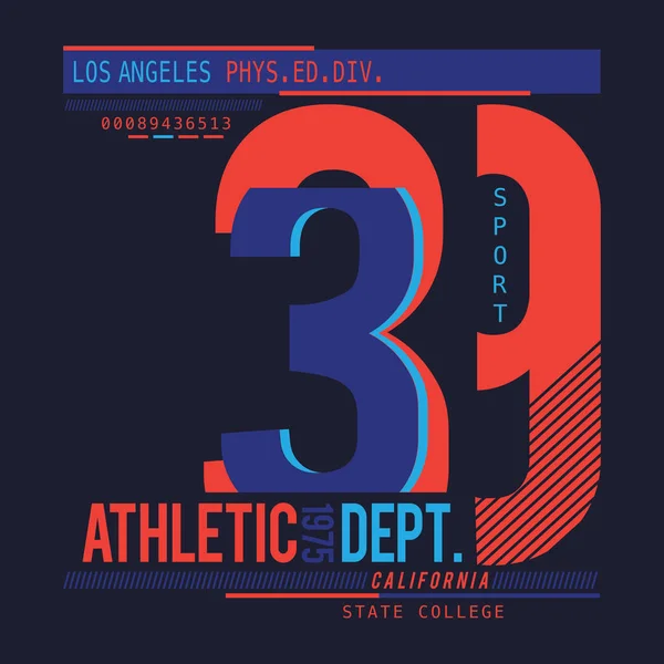 Desporto Atlético Tipografia Califórnia Shirt Gráfica —  Vetores de Stock