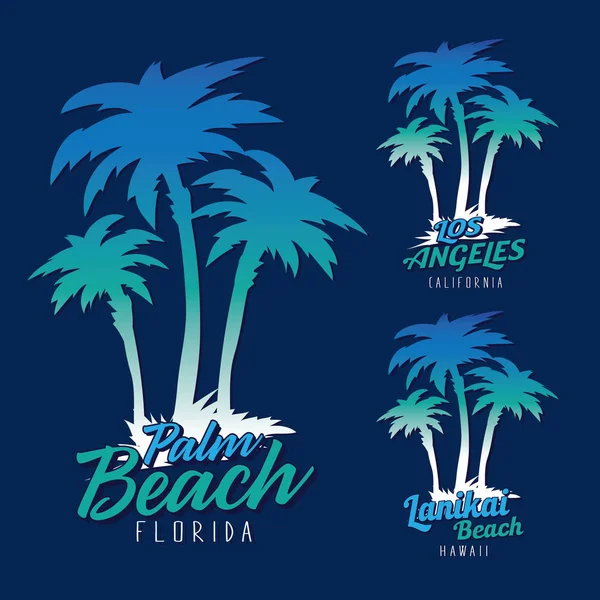 Tipografia Palma Spiaggia Grafica Shirt — Vettoriale Stock