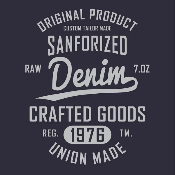 Denim Typografie Illustration — Stockvektor