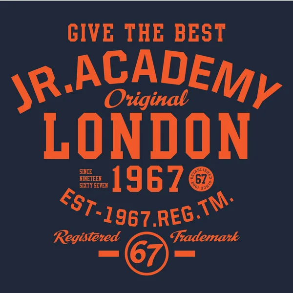 Tipografía Deportiva Londres Gráfico Camisa — Vector de stock