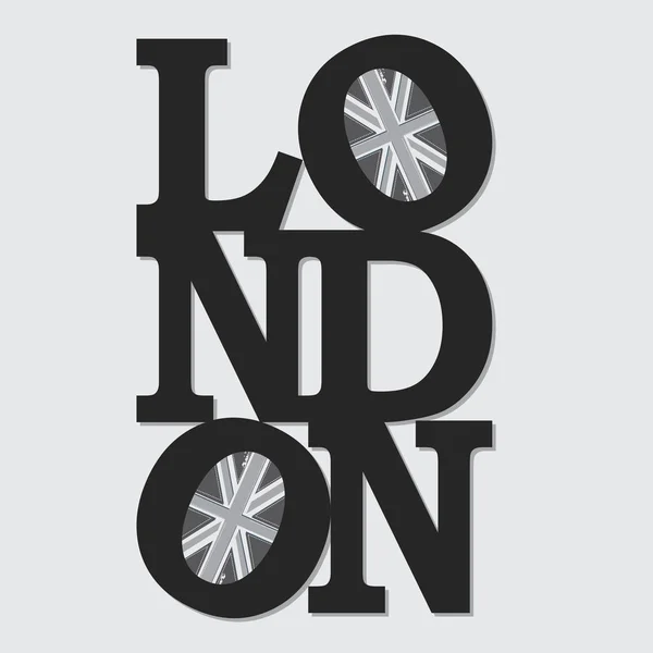 Zwarte Londen Typografie Shirt Afbeelding — Stockvector