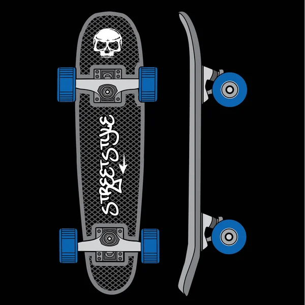 Skate board tipografía del cráneo — Vector de stock