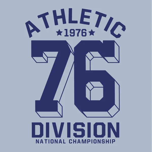 Deporte Tipografía Universitaria Atlética Gráfico Camiseta — Archivo Imágenes Vectoriales
