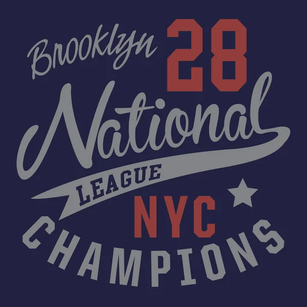 College Sport Nyc Typography Shirt Graphic — Stock Vector