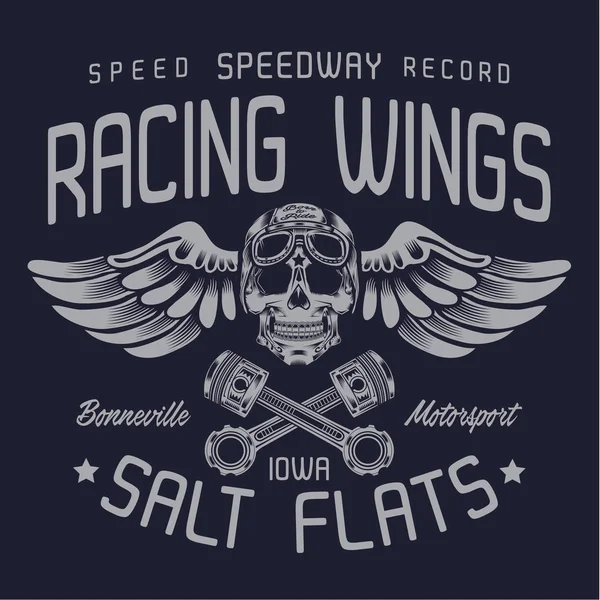 Motocykl Wyścigowy Czaszki Typografii Shirt Grafiki — Wektor stockowy